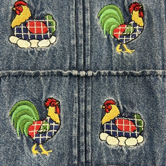 Vintage Mandal Bay Denim Button Up Shirt Farm Chicken Eggs Women's 1X Plus Jean - Picture 6 of 7